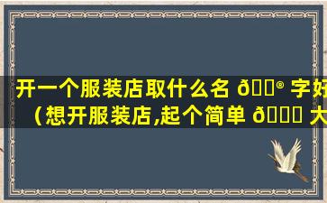 开一个服装店取什么名 💮 字好（想开服装店,起个简单 🐞 大方的店名）